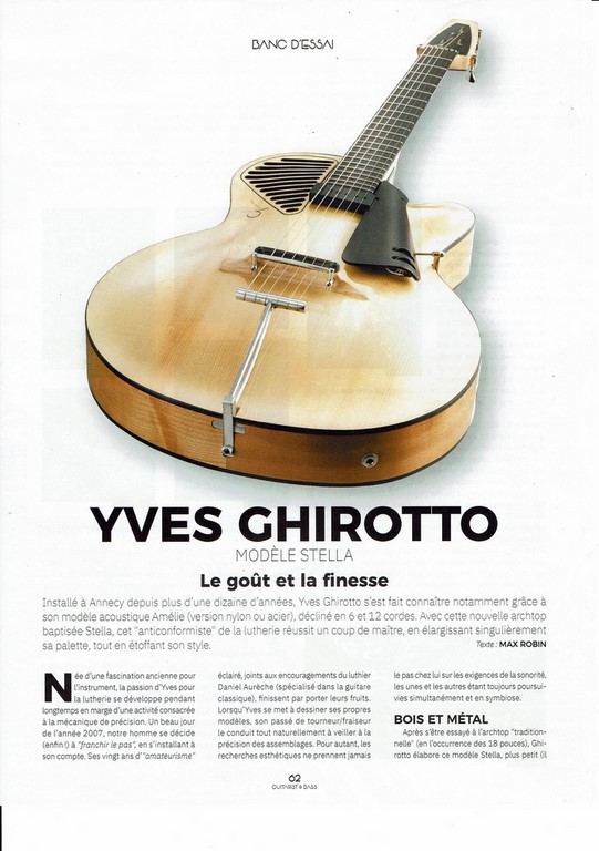 Article sur Ghirott luthier dans Guitare & Bass